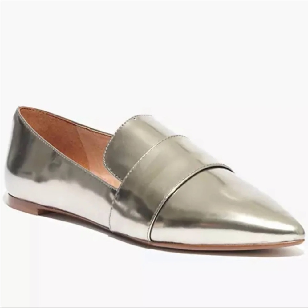 Madewell Metallic Silver Pointed Toe Loafers